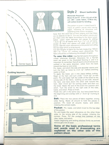 Dressmaking Pattern #2 - Bathrobe (Various Size) - Picture 2 of 2