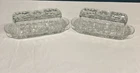 2 Vintage Anchor Hocking Cut Glass Covered Butter Dishes Clear Star Pattern