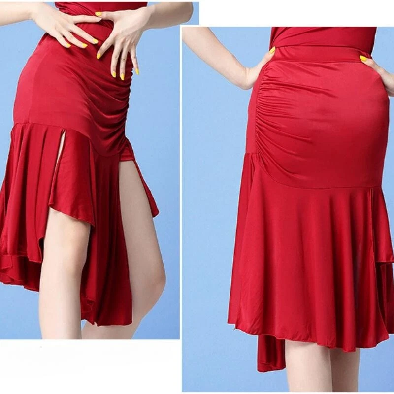 Lady Latin Dance Skirt Dancewear Pleated Tango with Underpants Modern Ballroom - image 4 of 4