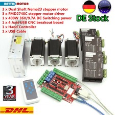 ◤EU◢3 Axis CNC Nema23 Stepper Motor 425oz-in 112mm&4A Driver&USB Controller Card