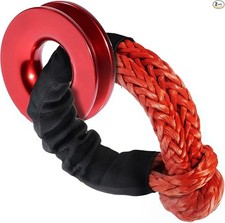Towing Winch Snatch Recovery Ring with Red Ring & Soft Shackle (1/2' X 22 Inch)