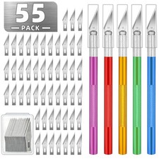 55 Pack Exacto Knife, Hobby Knife Set with 5 Craft Knives and 50 Precision Knife