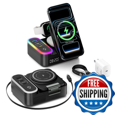 Richbird 65W 8-In-1 Charging Station 15W Magnetic Wireless Charger Retractable