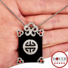 Estate Onyx Coral Sterling Silver 17.75