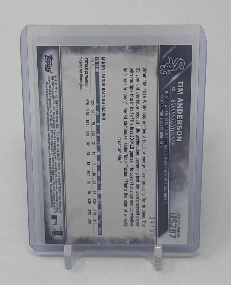 Topps Update Series 2016 - Tim Anderson #US287 rosa/50 (RC) Foto 3 de 4