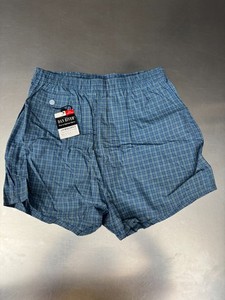 Vintage Deadstock Dan River Swim Shorts Blue Plaid Made in USA