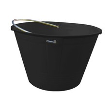 Secchio edilizia in PELD nero con manico in ferro ed occhielli 34cm 8l