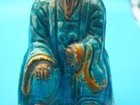 Vintage Chinese Ming Dynasty Ceramic Figure Bearded Man in Turquoise Dress — photo 4