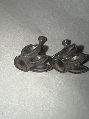 Vintage 1950s Danecraft Sterling Silver Leaf  Earrings 