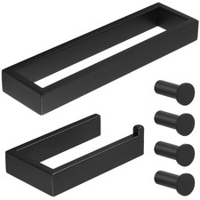 6-Piece Bathroom Hardware Set Black, Includes 10 Inch Towel Bar, Toilet Paper...