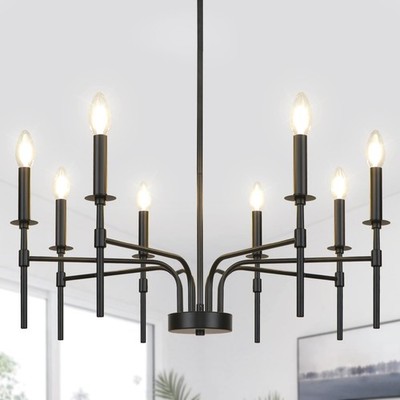 LynPon Black Chandelier 8-Light Industrial Farmhouse Ceiling Light Fixture