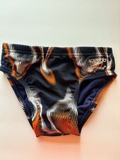 Speedo Purpose Brief Youth Boys ML 24 Endurance Swimwear Navy OrangeTrain New