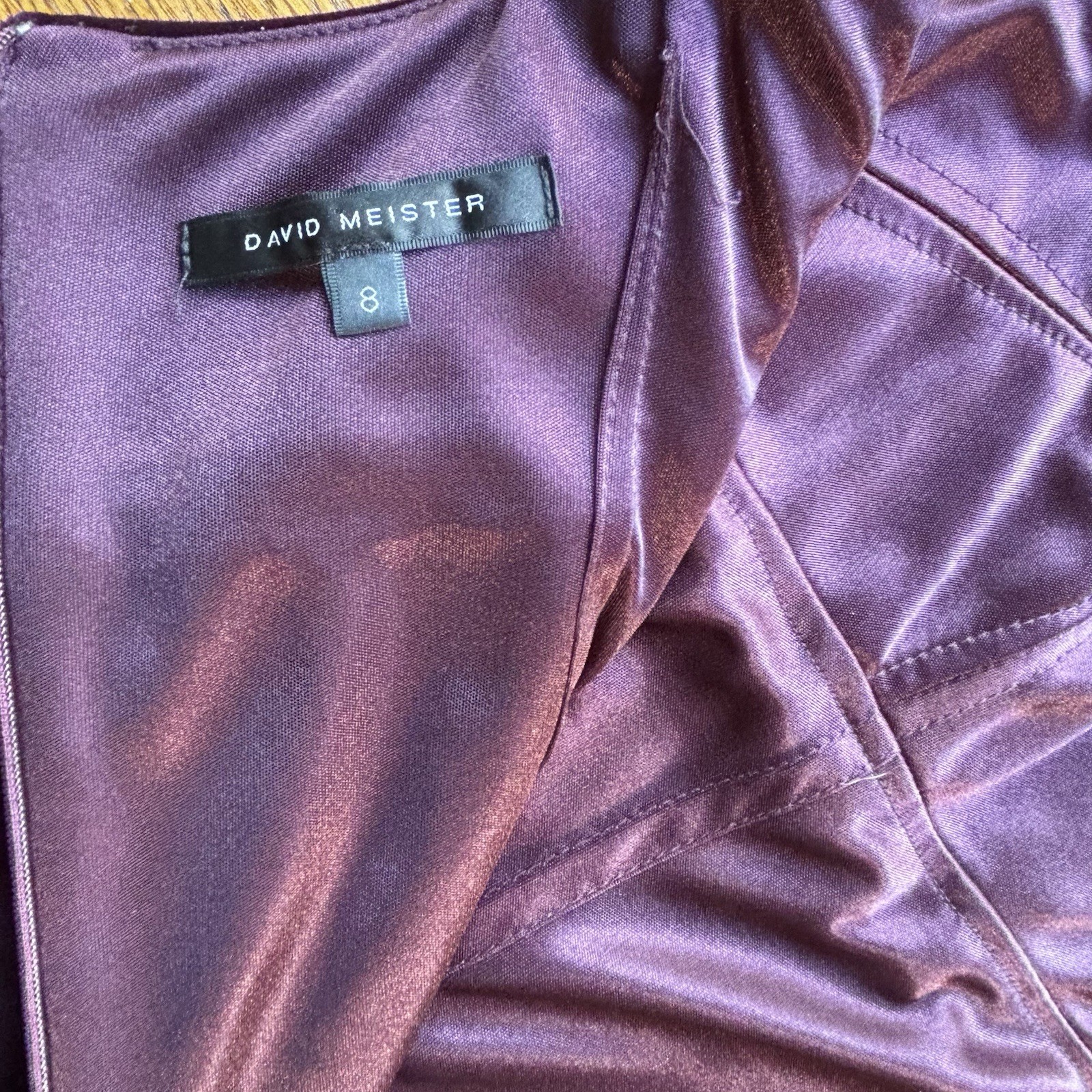 Vintage David Meister Wine Burgundy Velvet Dress Sz 8 USA Made Holiday Party