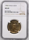NobleSpirit GOLD 1986 American Eagle $25 1/2 oz NGC MS 69