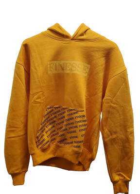 Finesse Yellow Hoodie Pouch Pocket Chest Printed Text Size Extra Large XL New