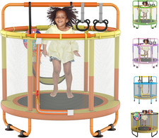 60" Trampoline for Kids, 5Ft Toddler Mini 6-In-1 Trampoline Indoor Outdoor with