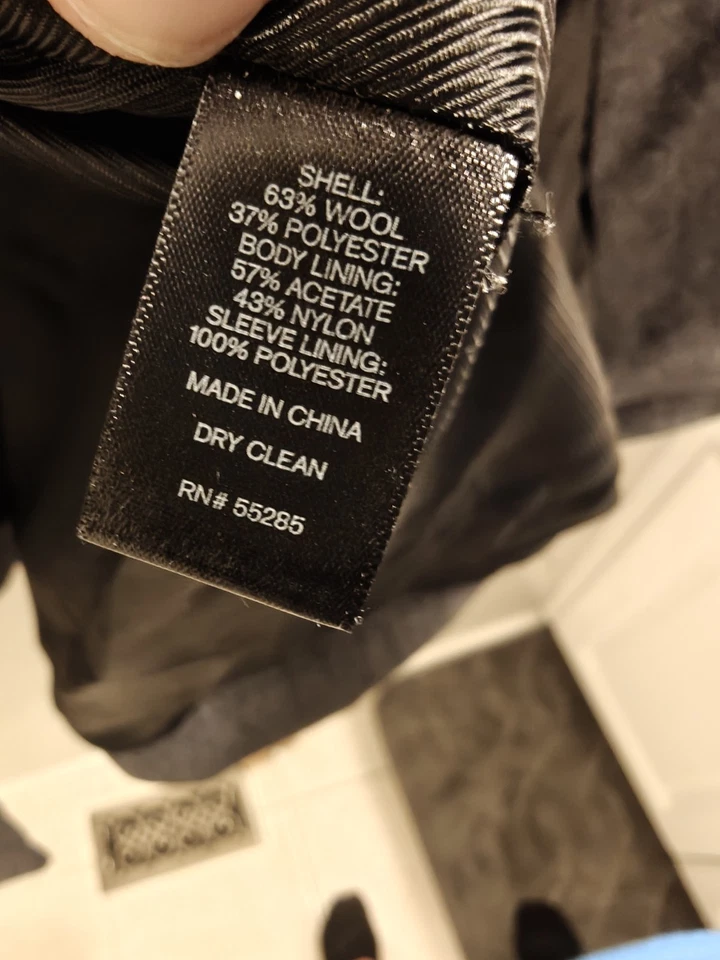 Express Men’s Double Breasted Wool Blend Peacoat Charcoal Grey Size LARGE - Image 4 of 4