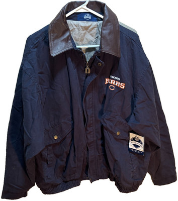 Chicago Bears NFL Hard Wear Vintage Navy Blue Zip Button Navigator Jacket XL New