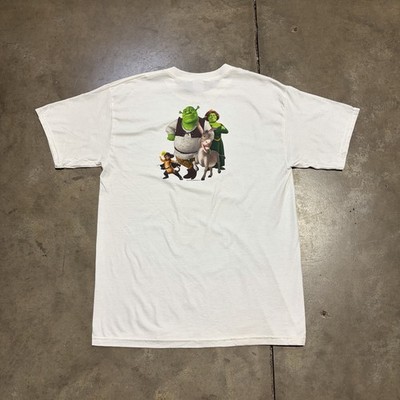 Vintage Shrek 2 Movie T Shirt Men L White Promo DreamWorks Fiona Donkey Puss