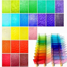 Treela 24 Pcs Vibrant Stained Glass Sheets 4 x 6 4 x 6 inches, Bright Color