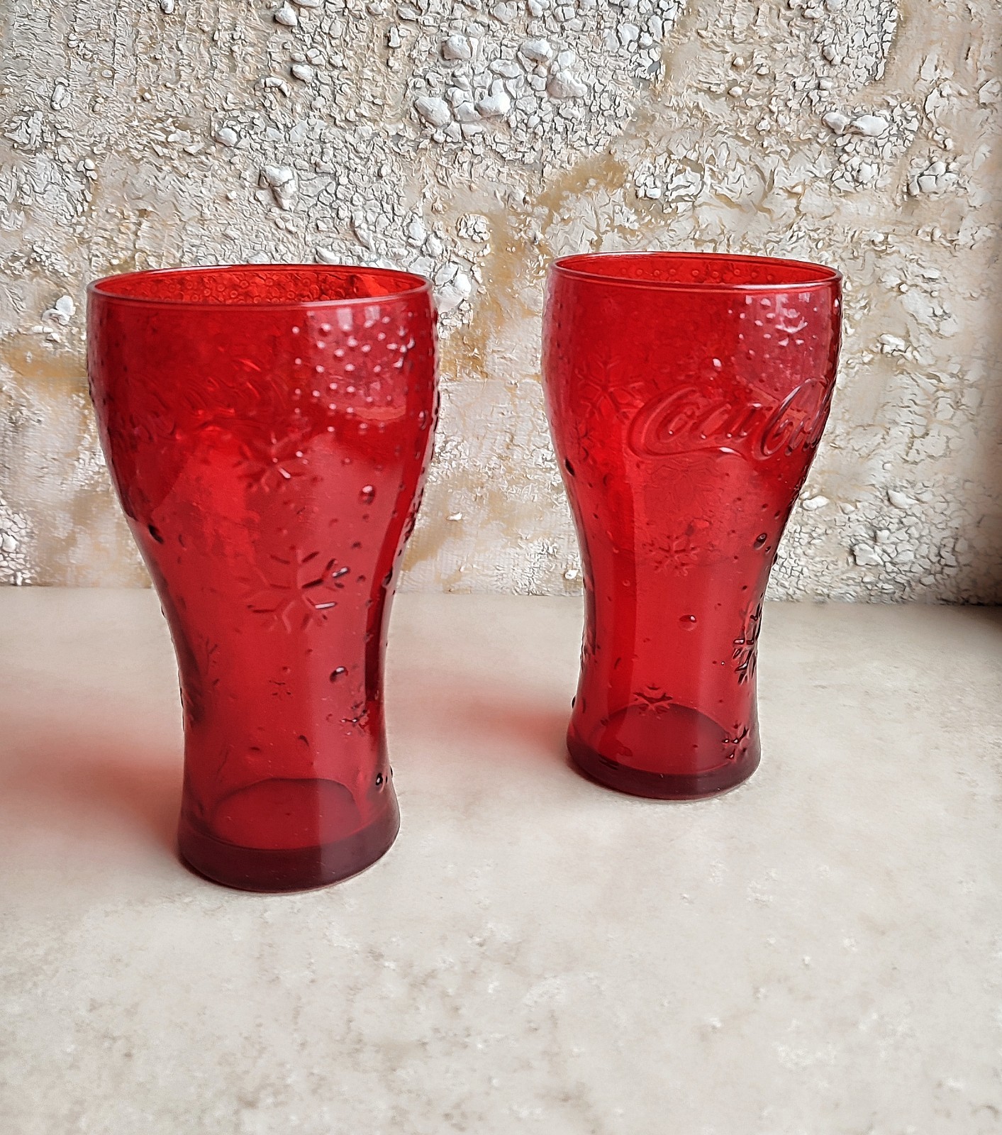 Juego de 2 vasos de Navidad vintage de Coca Cola Coca RARO rojo Soda Pop