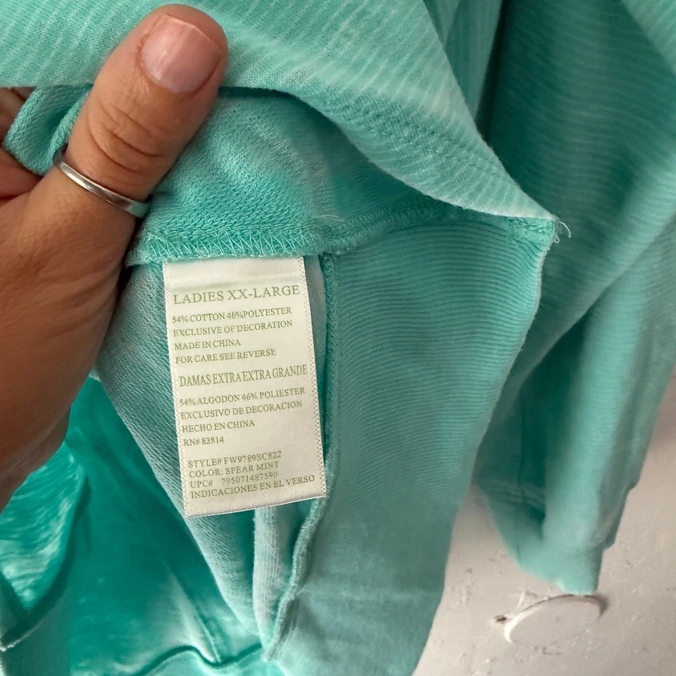 Suéter Pullover Top XXL Verde Menta Menta Manga Larga Dobladillo Alto Bajo Foto 4 de 4