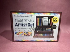 Art 101 Budding Artist 132 Piece Creativity Wood Case Art Set New In Plastic