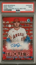 2025 Bowman Mike Trout Hobby Stars Red Refractor Autograph PSA 9 /5