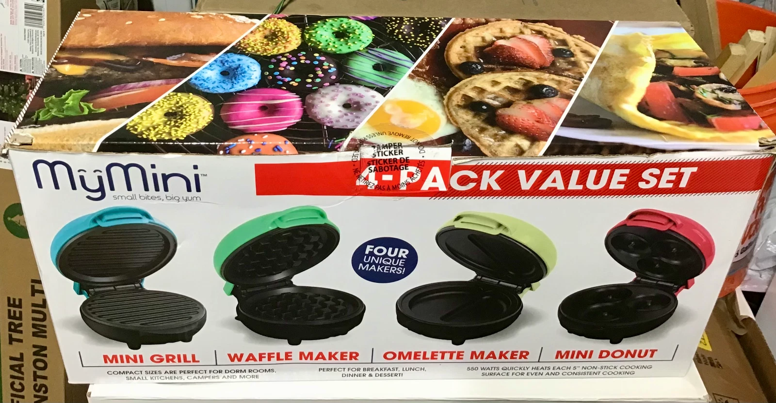 My Mini Waffle, Grill, Donut & Omelette Maker 4 Pack Value Set, New In Box