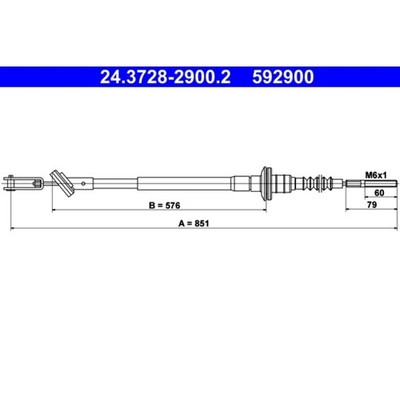 Seilzug Kupplungsbetätigung ATE 24.3728-2900.2 für Chevrolet Daewoo Matiz