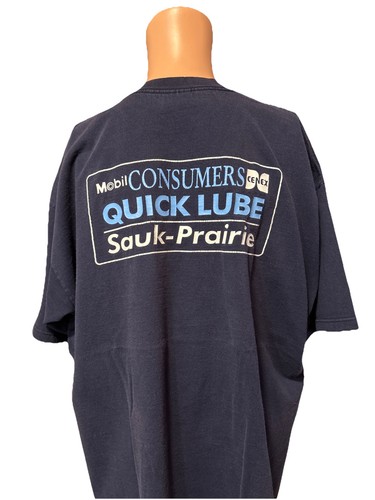 Vintage 90’s Mobil CENEX Consumers Quick Lube Navy Blue Shirt Size 2XL Mens