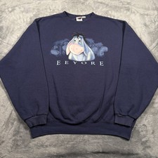 Vintage Y2K Disney Store Sweatshirt Mens Large Navy Blue Eeyore Cartoon Graphic