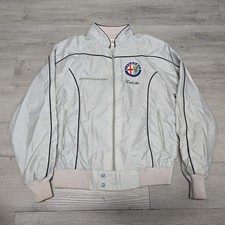 Vintage Alfa Romeo Racing Jacket Style Auto Silver Gray Windbreaker Men's M