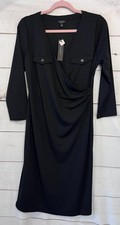 NWT Talbots Black Long Sleeve Dress Size MED Missing Belt