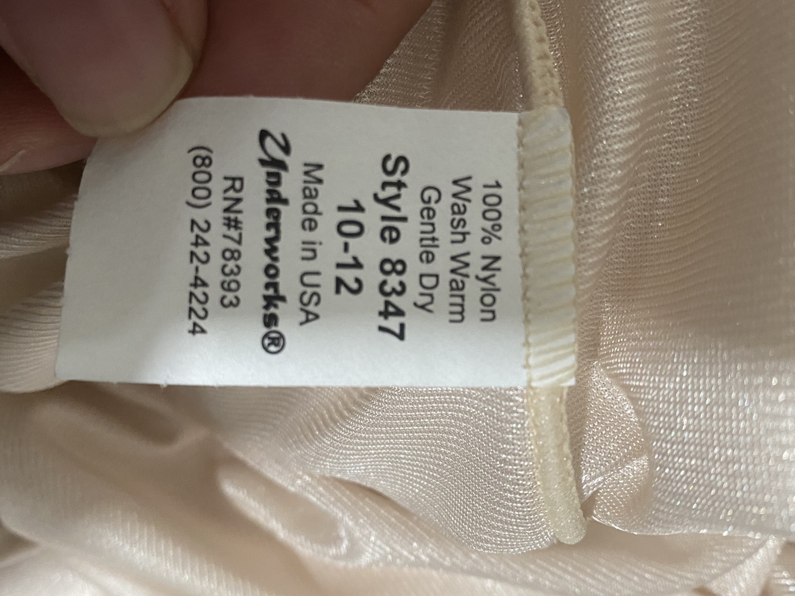 Vintage Underworks Slip Size 10-12 Made In USA Ivory Nylon pullover V-neck