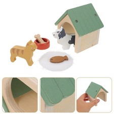 Pet Simulation Feeding Set Dog House for Small Dogs Dollhouse Miniature Kennels