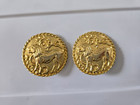 Vintage Les Bernard Lion Clip on Earrings - Large Round Designer Earrings Lions — photo 7