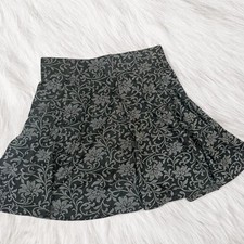 HOT ICE American Vintage Black & grey floral print mini skirt - MADE IN USA
