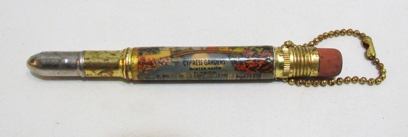 BULLET PENCIL 1950's SOUVENIR KEYCHAIN CYPRESS GARDENS WINTER HAVEN FLORIDA FL