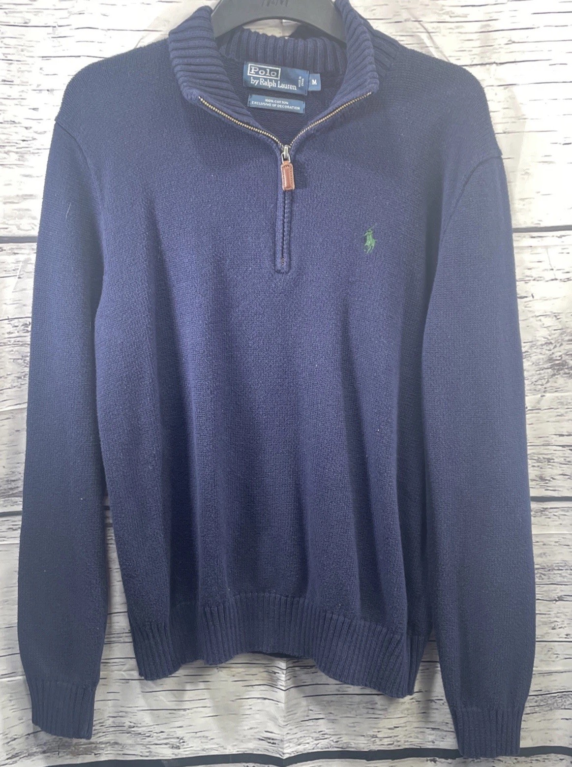 Polo Ralph Lauren Quarter Zip Pullover Felpa Verde Pony Logo Uomo M Navy
