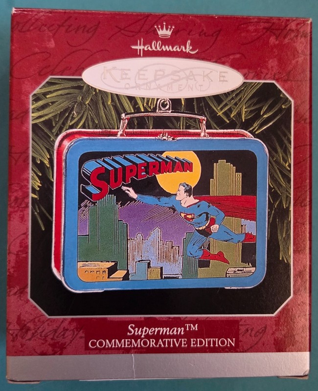 1998 Hallmark Keepsake Christmas Ornament Superman Tin Lunchbox Commemorative Ed