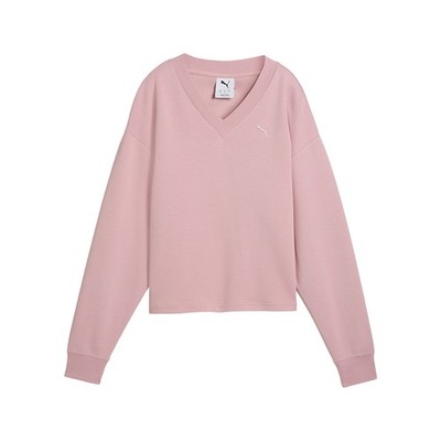 PUMA Essentials Elevated Comfort VNeck Long Sleeve Sweater Womens Pink  69181626