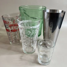 Vintage Barware Set, 2 Federal Cocktail, shaker,Libbey Measure Cup,Retro Recipes