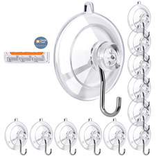 KORCCI Suction Cup Hooks 12Pack - Max Load 10LB, 12pc-Medium Size, Clear