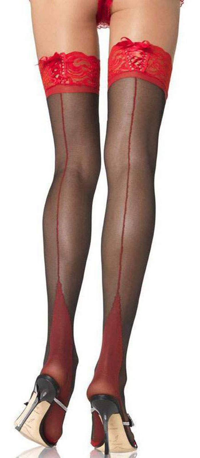 Hold Ups Seam Stockings with Cuban Heel Heel