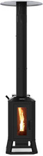 70,000 BTU Outdoor Pellet Patio Heater with Glass Window - Portable & Stylish