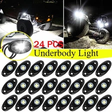 24X White LED Rock Light Pods Underbody Glow Kit SUV Pickup Truck UTV Offroad US
