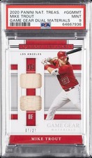 2020 NATIONAL TREASURES GAME GEAR DUAL MATERIALS #GGMMT MIKE TROUT 7/27 PSA 9