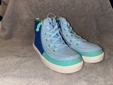 Billy Footwear Kids Haring High Top Zipper/Lace Sneakers Blue/Lime Size 2
