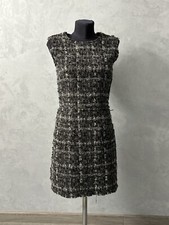 Dolce & Gabbana Plaid Tweed A-Line Mini Dress Black Grey White  Size 40